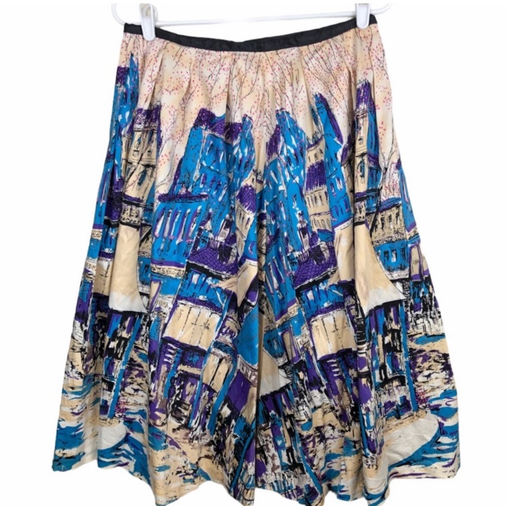 Ideology Village Motif Full Skirt 8 Vintage Style